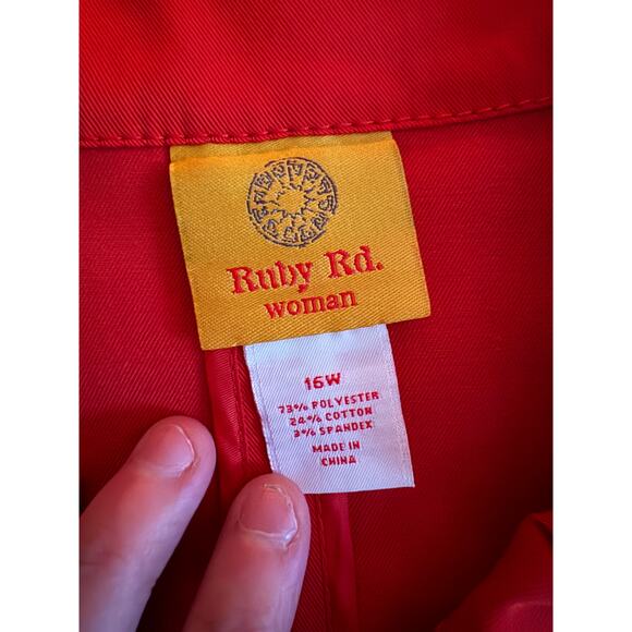 Ruby Rd. Women's 16W Button Front Jacket 3/4 Sleeves Red-Orange Pockets - Picture 13 of 13